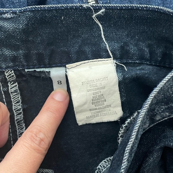 Vintage Rare Western 80s 90s Marcel Dachet Jean Skirt with Leather Fringe - Picture 2 of 7